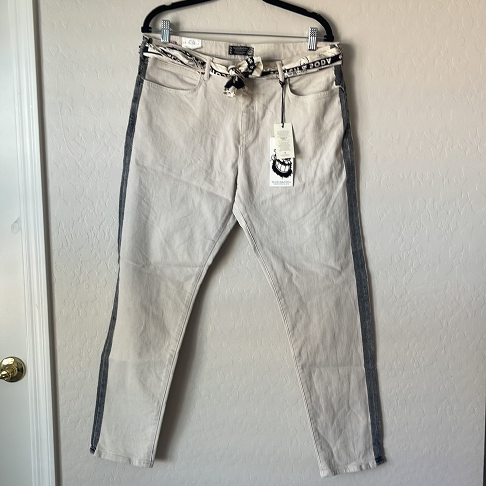 Scotch & Soda x Popeye/Brutus  slim boyfriend jeans Sz 31/32 Graphic silk wrap